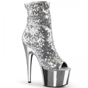 Pleaser Adore-1008SQ Laarzen Dames Zilver | BELGIE BEOPQFYM