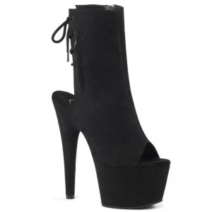 Pleaser Adore-1018FS Suede Laarzen Dames Zwart | BELGIE BESABMHR