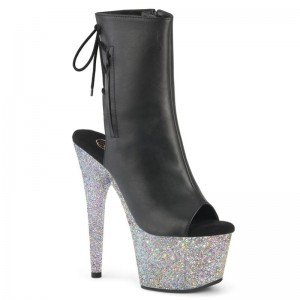 Pleaser Adore-1018LG Vegan Leather Laarzen Dames Zwart Zilver | BELGIE BELSCGDI