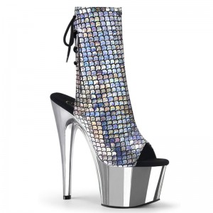 Pleaser Adore-1018MSC Hologram Laarzen Dames Zilver | BELGIE BEEZUCNV