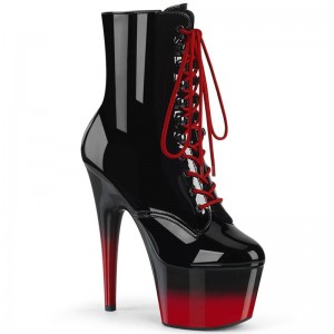 Pleaser Adore-1020BR-H Laarzen Dames Zwart Rood | BELGIE BEJXGWUV