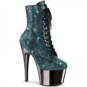 Pleaser Adore-1020CHRS Laarzen Dames Turquoise Grijs | BELGIE BEVTEIQM