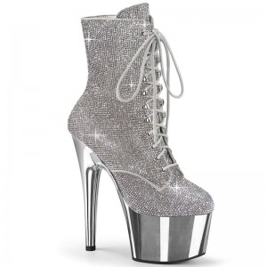 Pleaser Adore-1020CHRS Laarzen Dames Zilver | BELGIE BENZLFTX