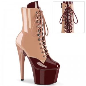Pleaser Adore-1020DC Laarzen Dames Beige Bordeaux | BELGIE BECYTWPO