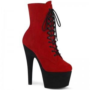 Pleaser Adore-1020FSTT Laarzen Dames Rood Zwart | BELGIE BEYHQNKD