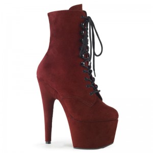 Pleaser Adore-1020FS Faux Suede Laarzen Dames Bordeaux | BELGIE BEKPYWRH