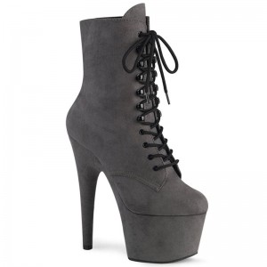 Pleaser Adore-1020FS Faux Suede Laarzen Dames Grijs | BELGIE BEWDMRVS