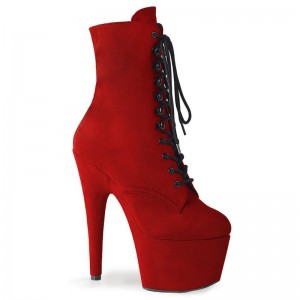 Pleaser Adore-1020FS Faux Suede Laarzen Dames Rood | BELGIE BEEUIOMY