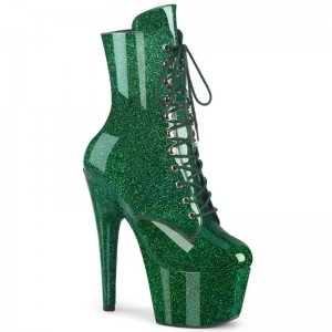 Pleaser Adore-1020GP Glitter Patent Laarzen Dames Groen | BELGIE BEPFQIBM