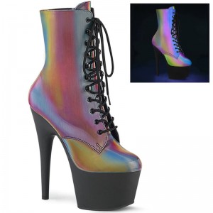 Pleaser Adore-1020REFL Laarzen Dames Gekleurd Zwart | BELGIE BEKFCRLQ