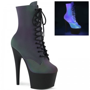 Pleaser Adore-1020REFL Laarzen Dames Groen Zwart | BELGIE BEFUVSNJ