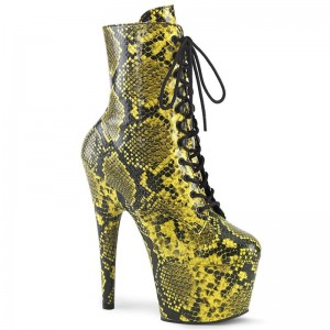 Pleaser Adore-1020SPWR Snake Laarzen Dames Geel | BELGIE BETDMACI