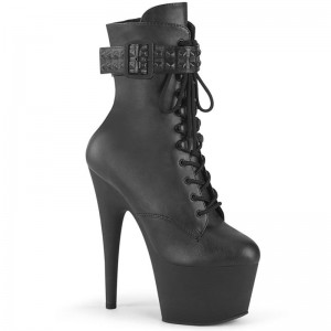 Pleaser Adore-1020STR Vegan Leather Laarzen Dames Zwart | BELGIE BELNHSVA