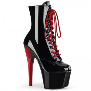 Pleaser Adore-1020 Laarzen Dames Rood Zwart | BELGIE BEBWCTNS