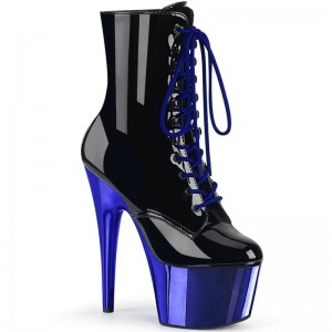 Pleaser Adore-1020 Laarzen Dames Zwart Blauw | BELGIE BEPTIVRM