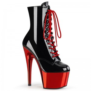 Pleaser Adore-1020 Laarzen Dames Zwart Rood | BELGIE BEJCDUOA