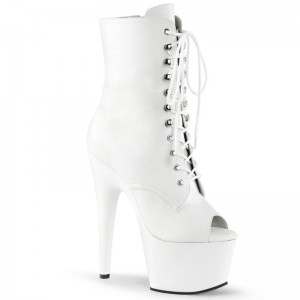 Pleaser Adore-1021 Vegan Leather Laarzen Dames Wit | BELGIE BEYOIBSK