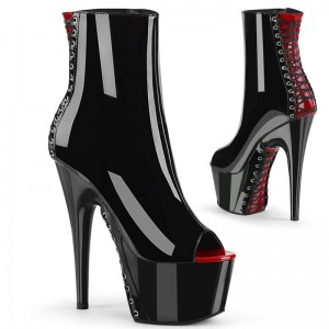 Pleaser Adore-1025 Laarzen Dames Rood Zwart | BELGIE BECIJHMZ