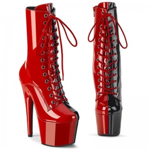 Pleaser Adore-1040TT Laarzen Dames Rood Zwart | BELGIE BEBOYFCP
