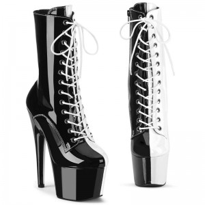 Pleaser Adore-1040TT Laarzen Dames Zwart Wit | BELGIE BEYCQMJX