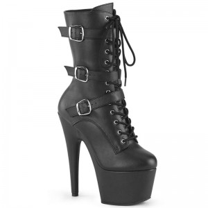 Pleaser Adore-1043 Vegan Leather Laarzen Dames Zwart | BELGIE BEVRYZQI
