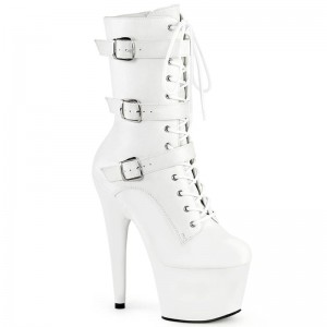 Pleaser Adore-1043 Vegan Leather Laarzen Dames Wit | BELGIE BEBRMUTC