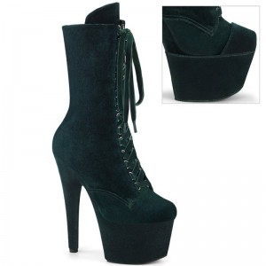 Pleaser Adore-1045VEL Laarzen Dames Groen | BELGIE BECWQBXS
