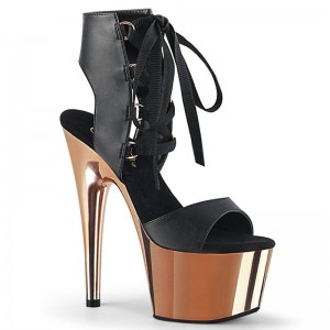 Pleaser Adore-700-14 Vegan Leather Hakken Dames Zwart Roze Goud | BELGIE BEIGZCUV