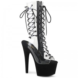 Pleaser Adore-700-60FS Suede Laarzen Dames Zwart | BELGIE BEWQYGBA