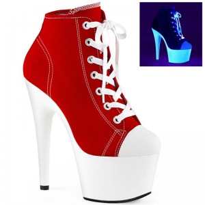 Pleaser Adore-700SK-02 Laarzen Dames Rood Wit | BELGIE BEIBGVQK