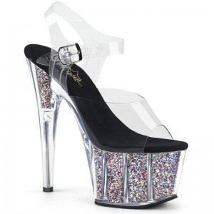 Pleaser Adore-708CG Hakken Dames Zilver | BELGIE BEDJYCSZ