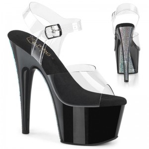 Pleaser Adore-708CRS-2 Hakken Dames Zwart Zilver | BELGIE BENIJRYT
