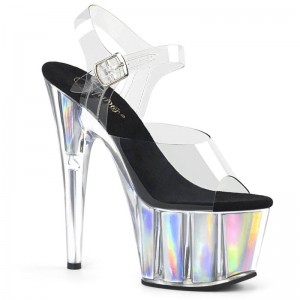 Pleaser Adore-708HGI Hologram Hakken Dames Zilver | BELGIE BEIAWSPM
