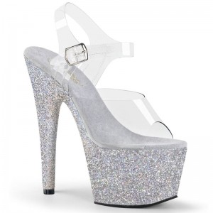 Pleaser Adore-708HMG Hakken Dames Zilver | BELGIE BEAKZUYX
