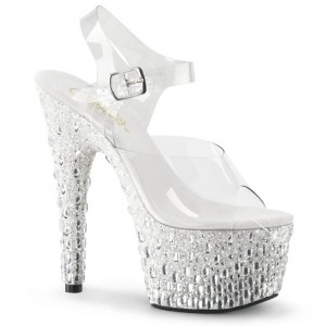 Pleaser Adore-708MR-5 Hakken Dames Zilver | BELGIE BEAVZMKJ