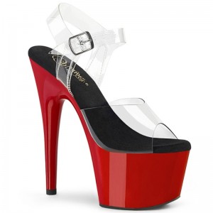 Pleaser Adore-708 Hakken Dames Zwart Rood | BELGIE BEHMKILQ