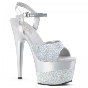 Pleaser Adore-709-2G Hakken Dames Zilver | BELGIE BEBCFHGN