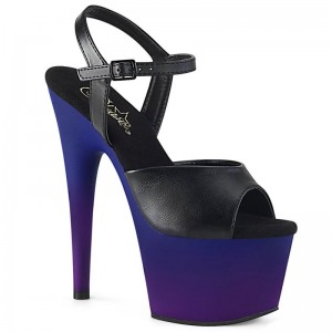 Pleaser Adore-709BP Vegan Leather Hakken Dames Zwart Blauw | BELGIE BEXVHAPZ