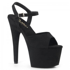 Pleaser Adore-709FS Suede Hakken Dames Zwart | BELGIE BEBUQITM