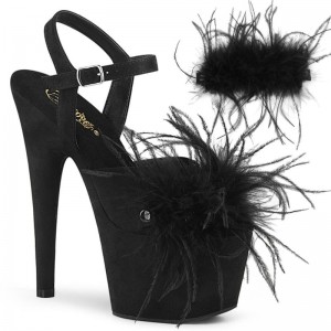 Pleaser Adore-709F Suede Hakken Dames Zwart | BELGIE BEITNVZE