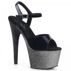 Pleaser Adore-709OMBRE Hakken Dames Zwart Zilver | BELGIE BECFTVEU
