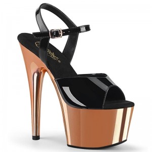 Pleaser Adore-709 Hakken Dames Zwart Roze Goud | BELGIE BEOBYVQA