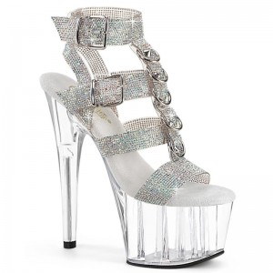 Pleaser Adore-756RS AB Rhinestone Hakken Dames Zilver | BELGIE BETCPZQG