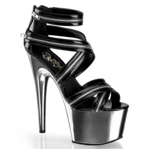 Pleaser Adore-767 Hakken Dames Zwart Grijs | BELGIE BEZFLPSV