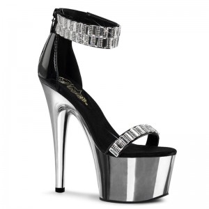 Pleaser Adore-769RS Hakken Dames Zwart Zilver | BELGIE BEGRADPX