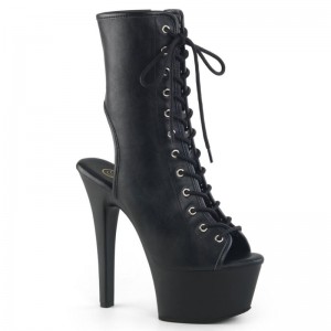 Pleaser Aspire-1016 Vegan Leather Laarzen Dames Zwart | BELGIE BEAYCLZR