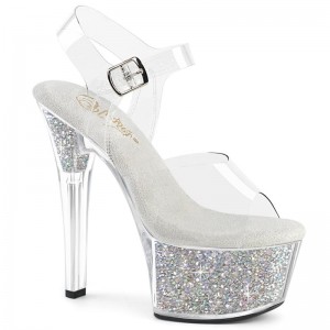 Pleaser Aspire-608RSI Rhinestones Hakken Dames Zilver | BELGIE BEZROTPY