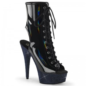 Pleaser Bejeweled-1016-6 Hologram Laarzen Dames Zwart | BELGIE BEZREXVB