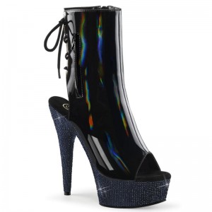 Pleaser Bejeweled-1018DM-6 Hologram Laarzen Dames Zwart | BELGIE BEYSGMHF