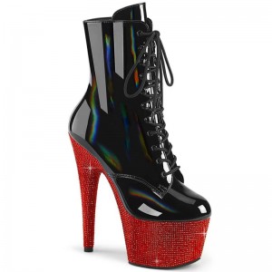 Pleaser Bejeweled-1020-7 Laarzen Dames Zwart Rood | BELGIE BEACLUXP
